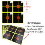5 Inch Splatter Targets for Shooting Adhesive Target Sheets (20 Packs /80 Targets)